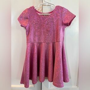 Little Mass pink sparkly lame twirl dress